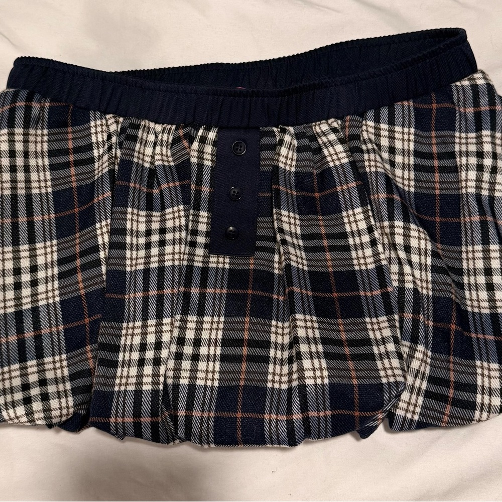 Edikted Navy and White Plaid Skort